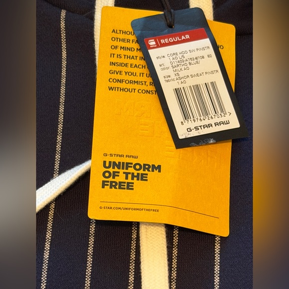 G-Star Core Hooded Pinstripe 1 Sweat, NWT - Picture 8 of 10